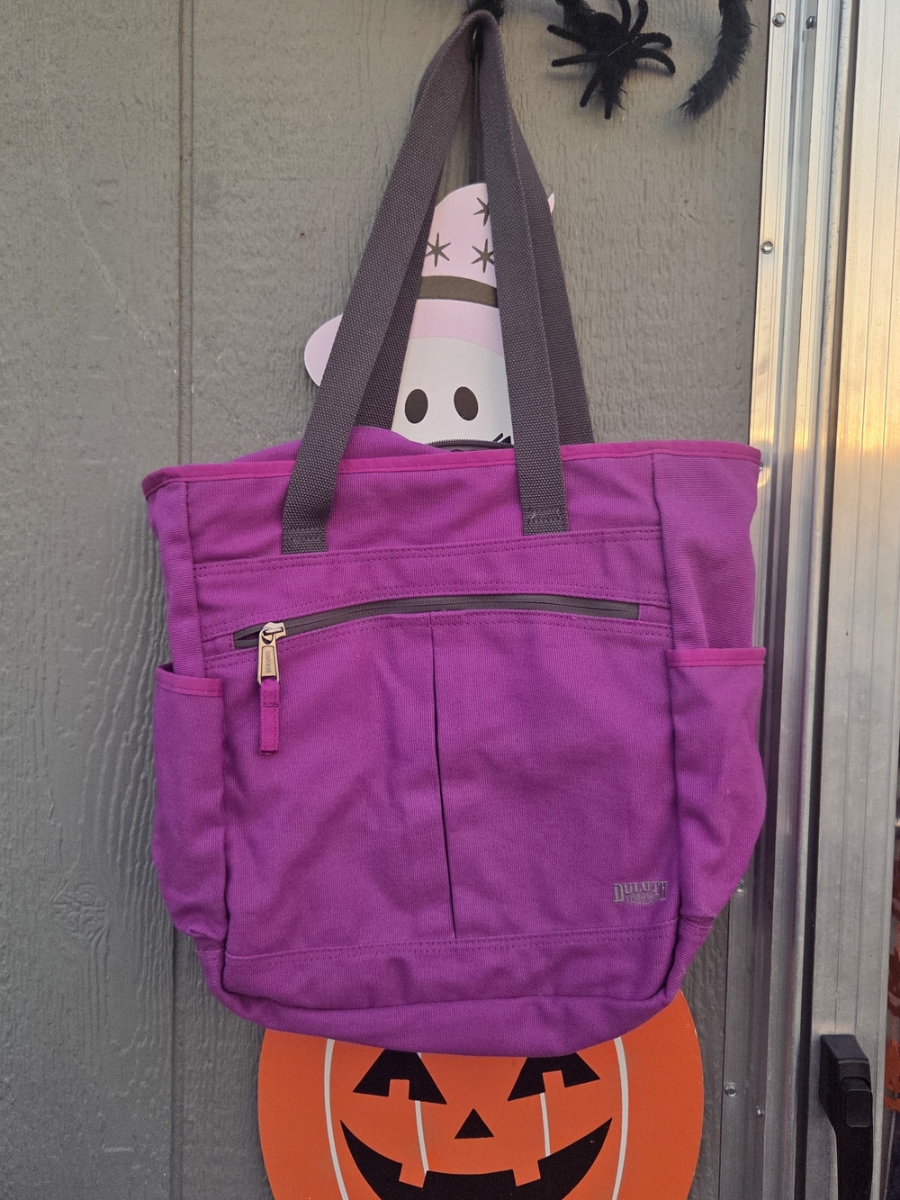 Duluth Trading Co Purple Canvas Tote with Front Zip Pocket